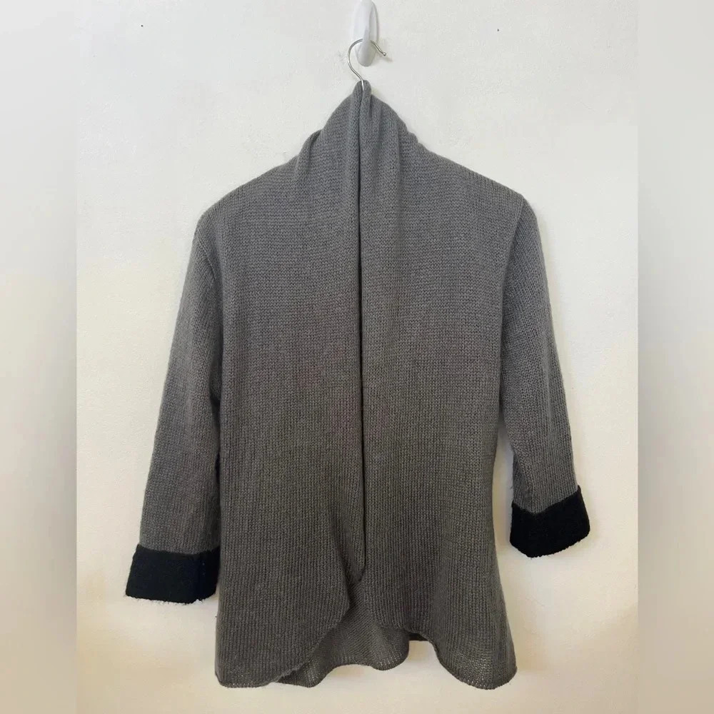 Wooden Ships Paola Buendia Sz S/M Anthropologie Gray OpenCardigan Boho Lagenlook - Picture 5 of 11
